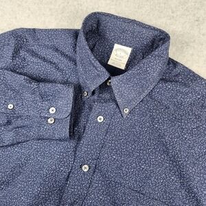 Brooks Brothers‎ 1818 Regent Fit Shirt Men's Large Blue All Over Print Cotton